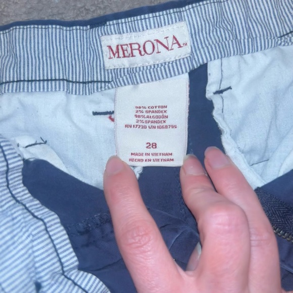 Merona Men's Flat Front Shorts Bundle- Navy and Cream size 28 - Picture 3 of 15